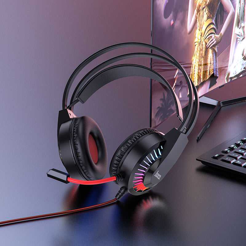 Hoco,W105,Gaming,Headset,–,Black,+,Red,Color